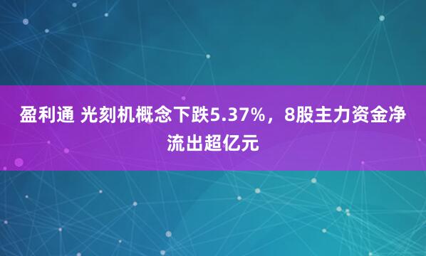 盈利通 光刻机概念下跌5.37%，8股主力资金净流出超亿元