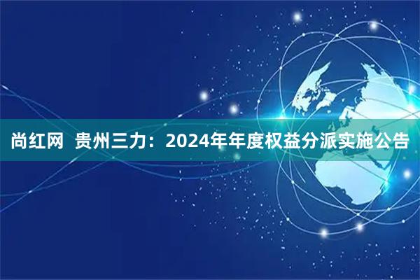 尚红网  贵州三力：2024年年度权益分派实施公告