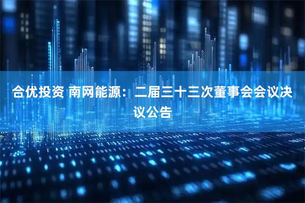 合优投资 南网能源：二届三十三次董事会会议决议公告
